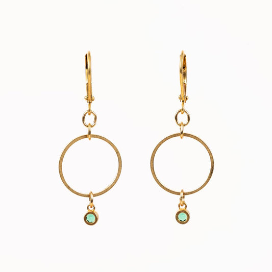Small Green Bezel Drop Earring