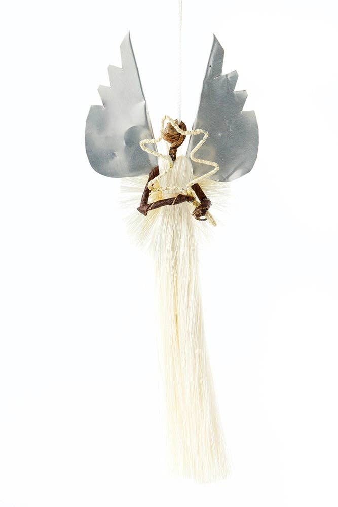 Silver Winged Flying Angel Ornament