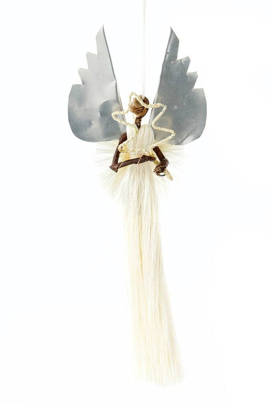 Silver Winged Flying Angel Ornament