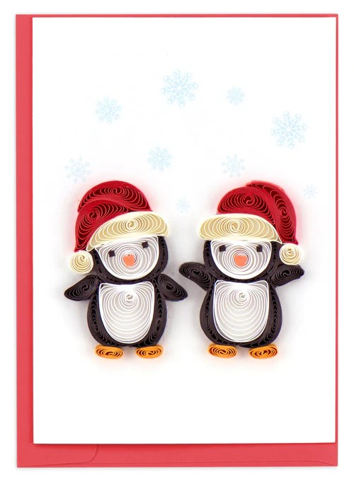 Christmas Penguins Quilling Enclosure Card