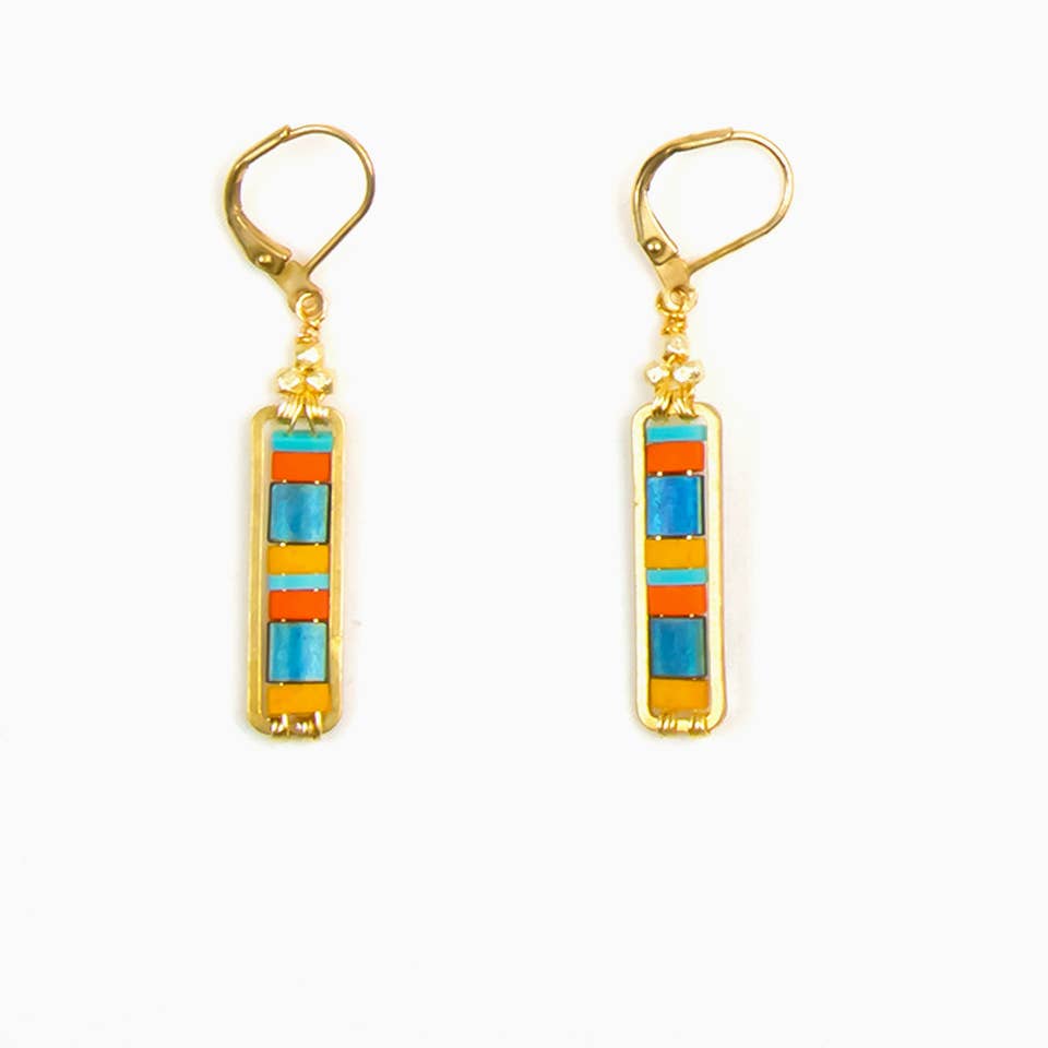 Miyuke Colorblock Dangle Earrings: Southwest