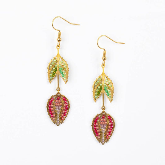 Hanging Tulip Earrings: Berry