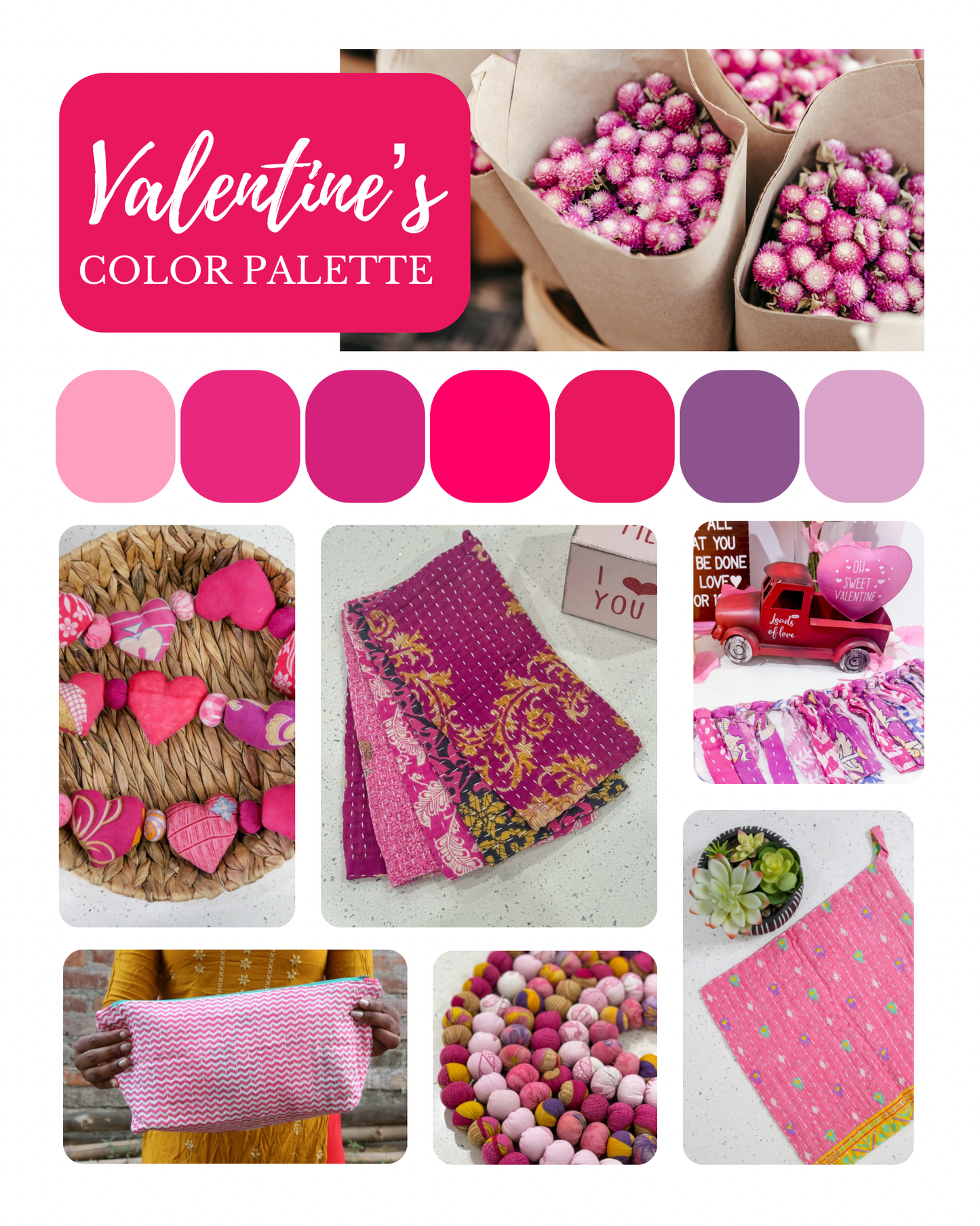Kantha Kitchen Towel | Valentines Day