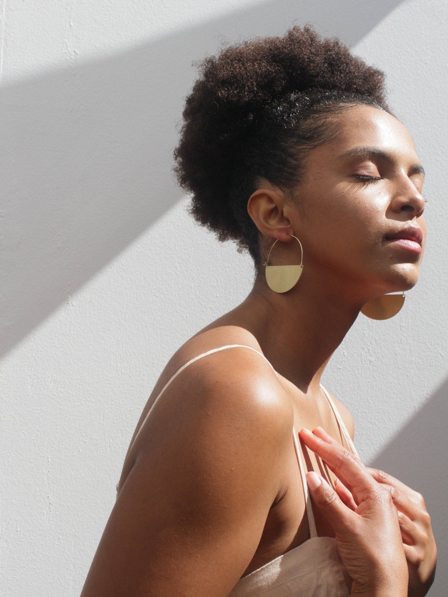 Matte Gold Half Moon Earrings: Small 1"