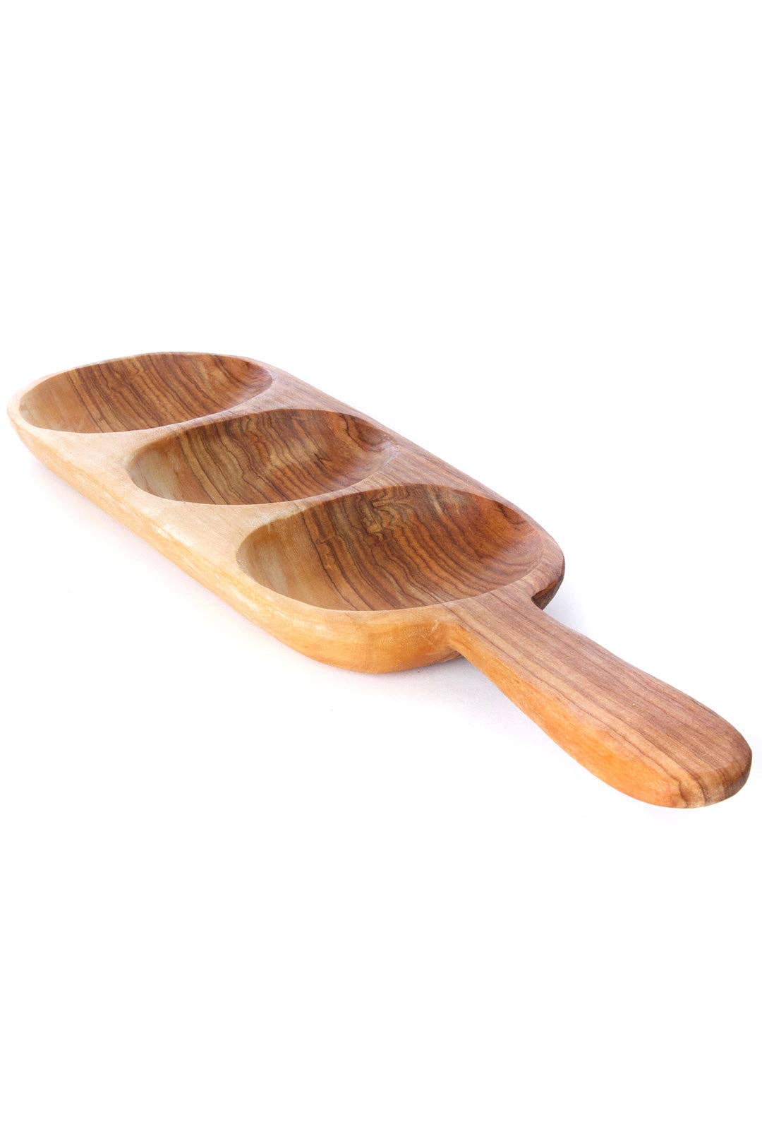 Wild Olive Wood Triple Well Serving Trays: Small Tray