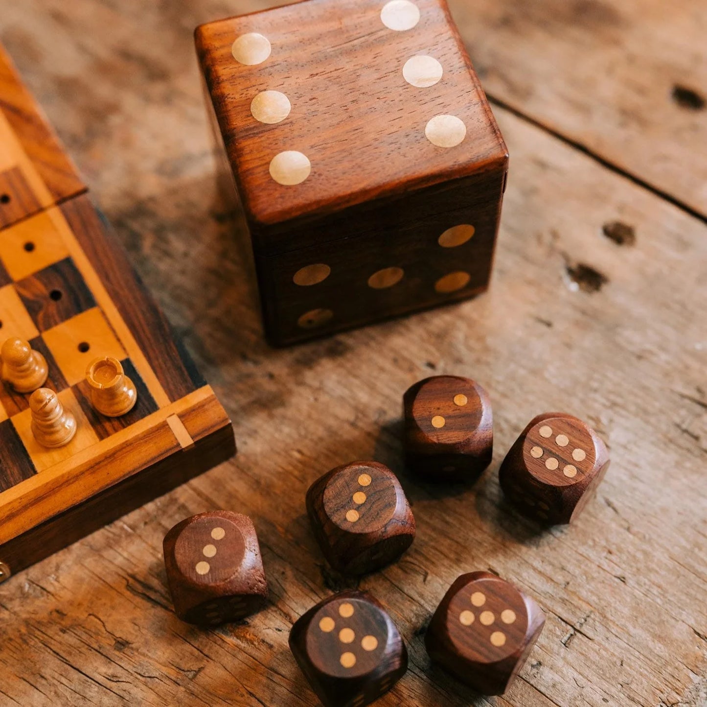 5 Dice Box Set - Handcrafted Wood