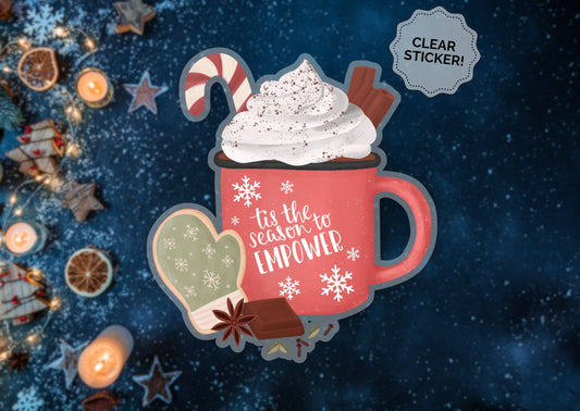 Christmas Mug | Clear Vinyl Sticker | 3.3 in x 3.6 in
