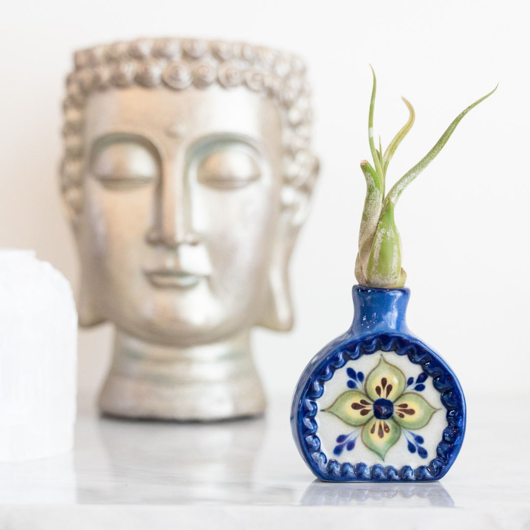 Petite Stoneware Flower Vase: Blue
