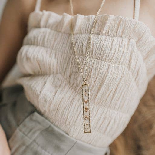 Adiya Moon Phase White Beaded Necklace - Fair Trade Jewelry