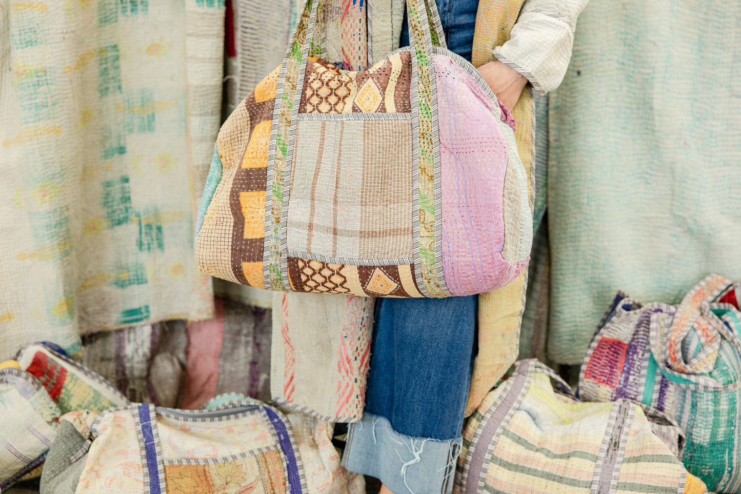 Heritage Stitch Antique Kantha Duffle Bag