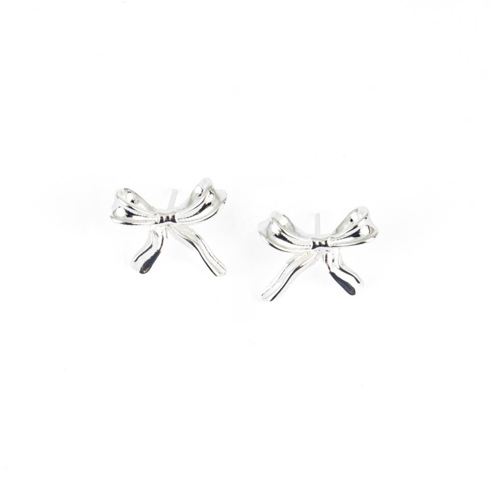 Bow Post Earrings: Silver