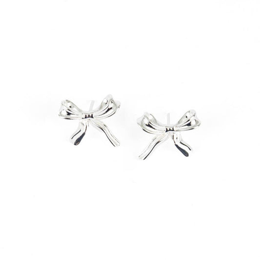 Bow Post Earrings: Silver