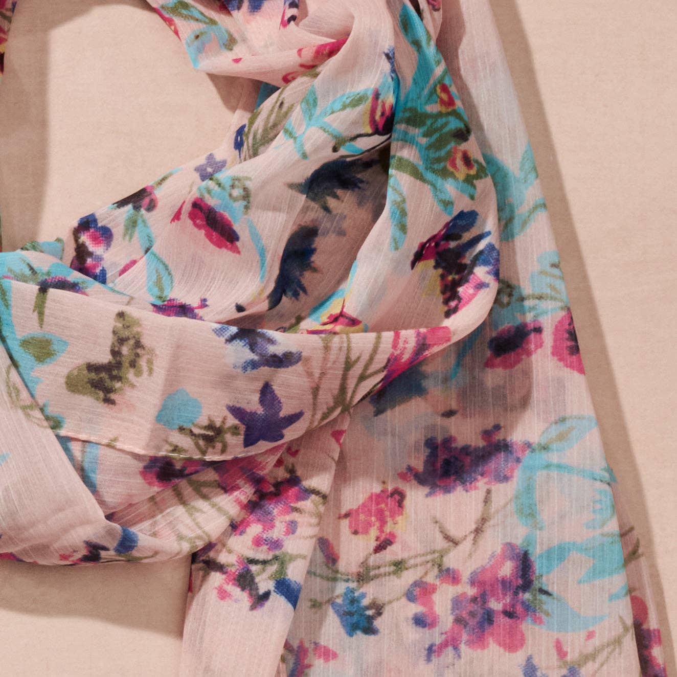 Komal Floral and Butterfly Chiffon Scarf