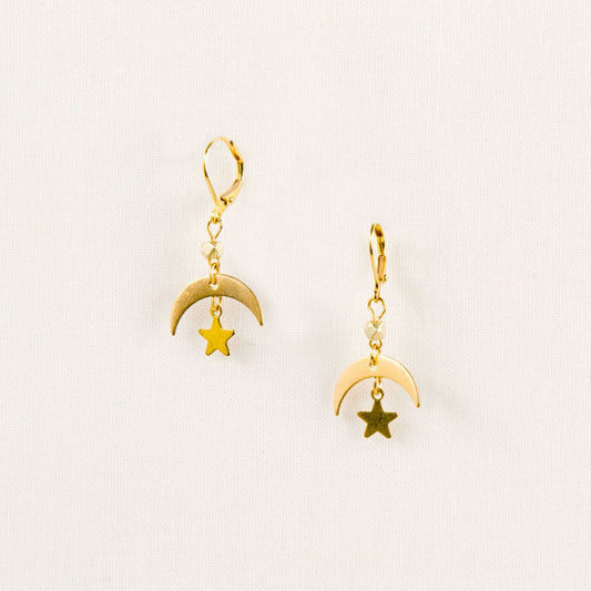 Moon and Star Earring: Gold