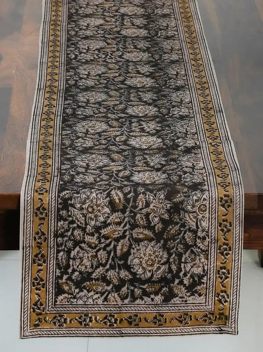 Black Kalamkari Table Runner