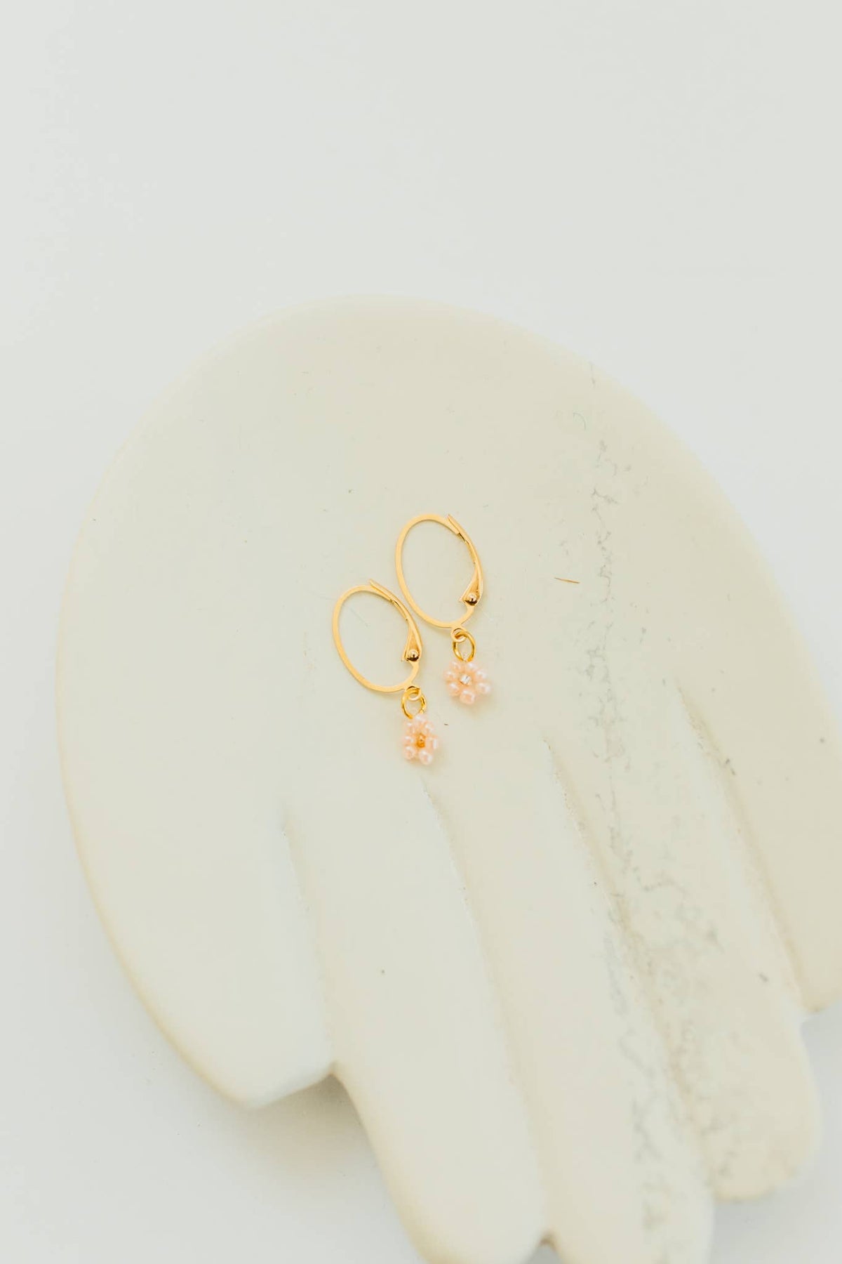 Dainty Daisy Hoop Earrings: Dark Pink