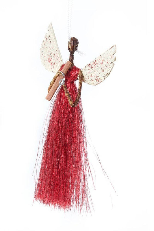 Banana Fiber & Red Thread Angel Ornament