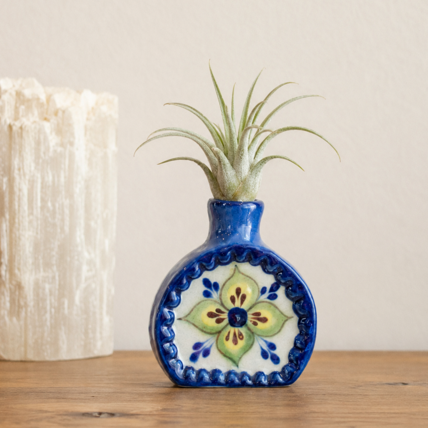 Petite Stoneware Flower Vase: Blue