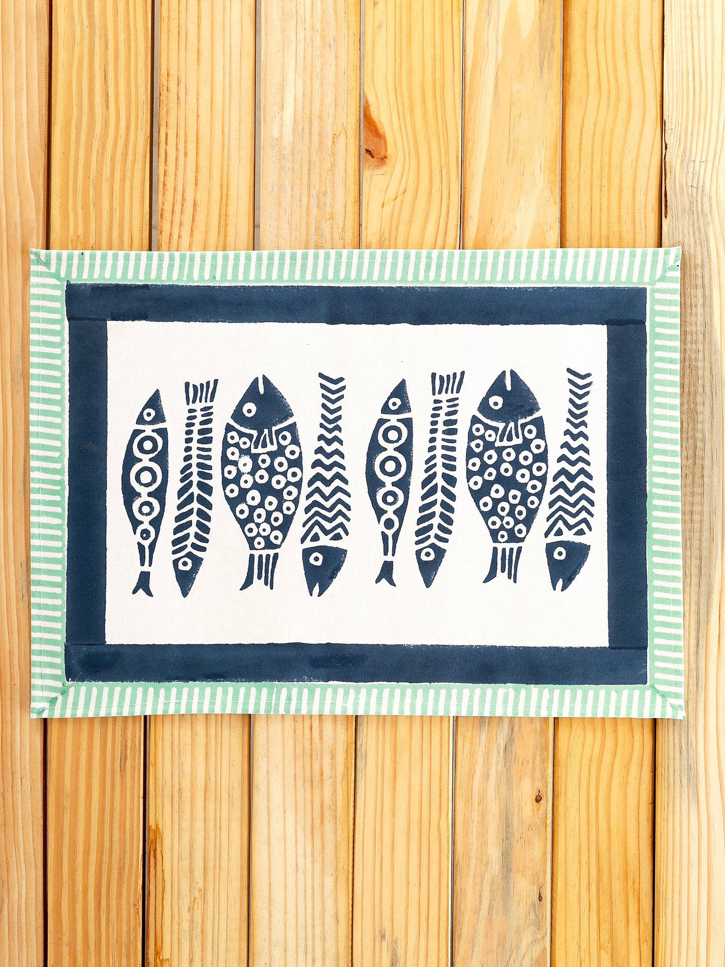 Fish Placemats Navy/Mint