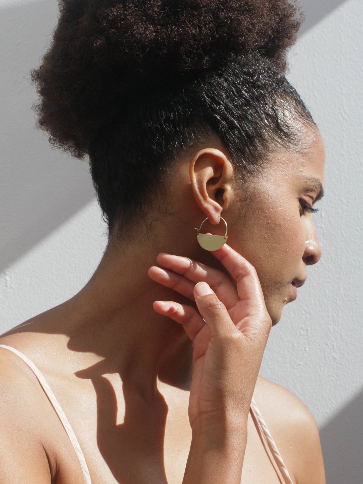 Matte Gold Half Moon Earrings: Small 1"