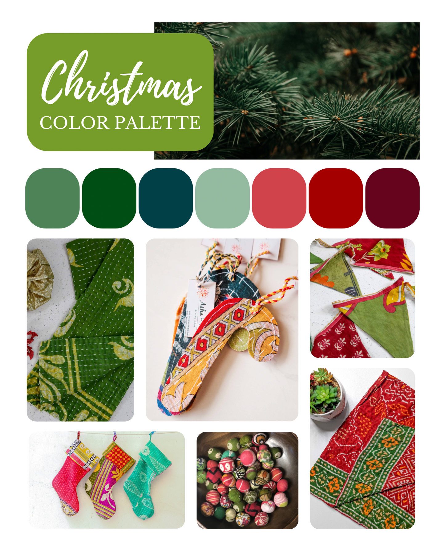 Kantha Dish Cloth | Christmas