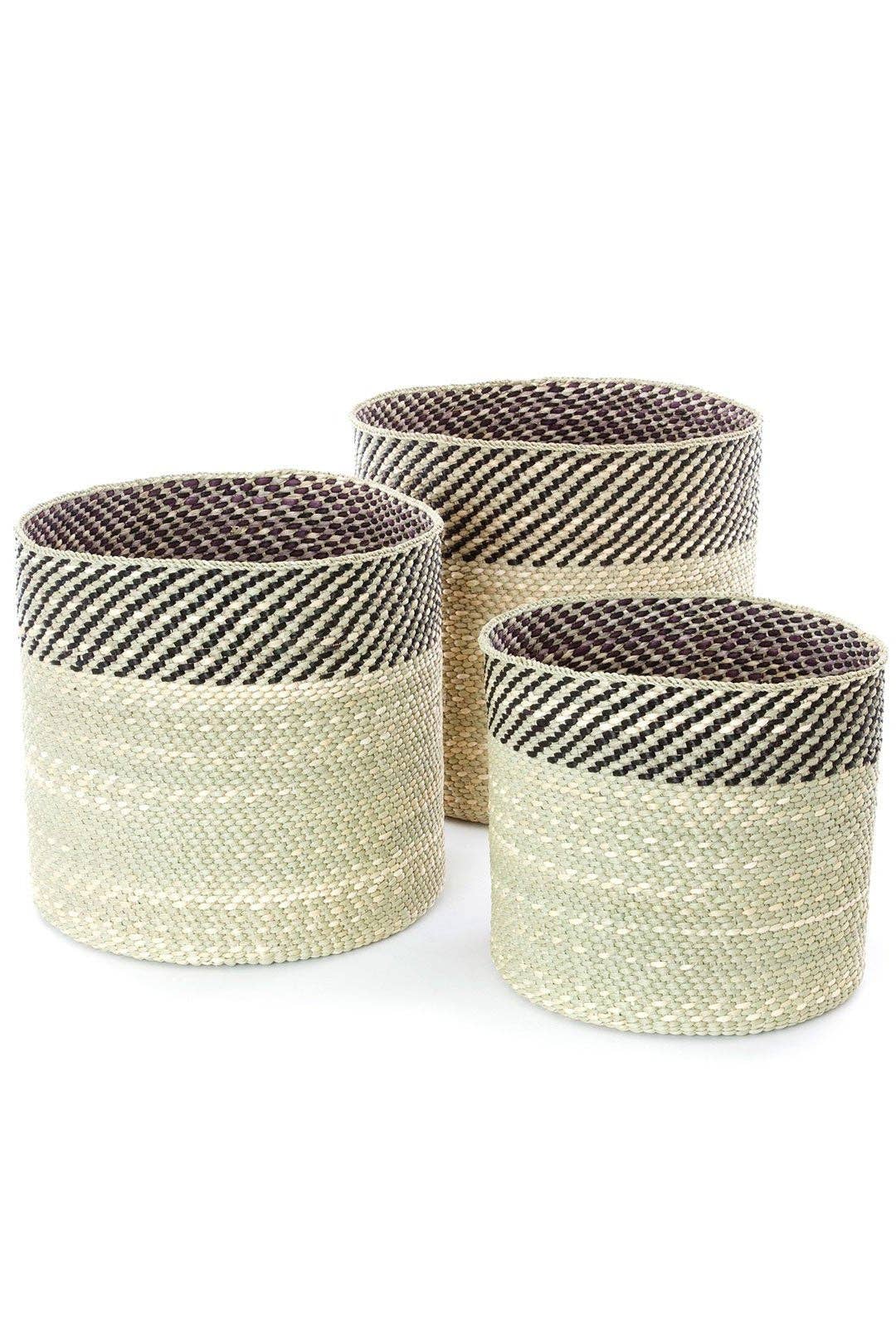 Black and Natural Kupanda Iringa Basket - Large: TZB16C  Large