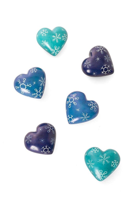 Winter Snowflake Soapstone Hearts
