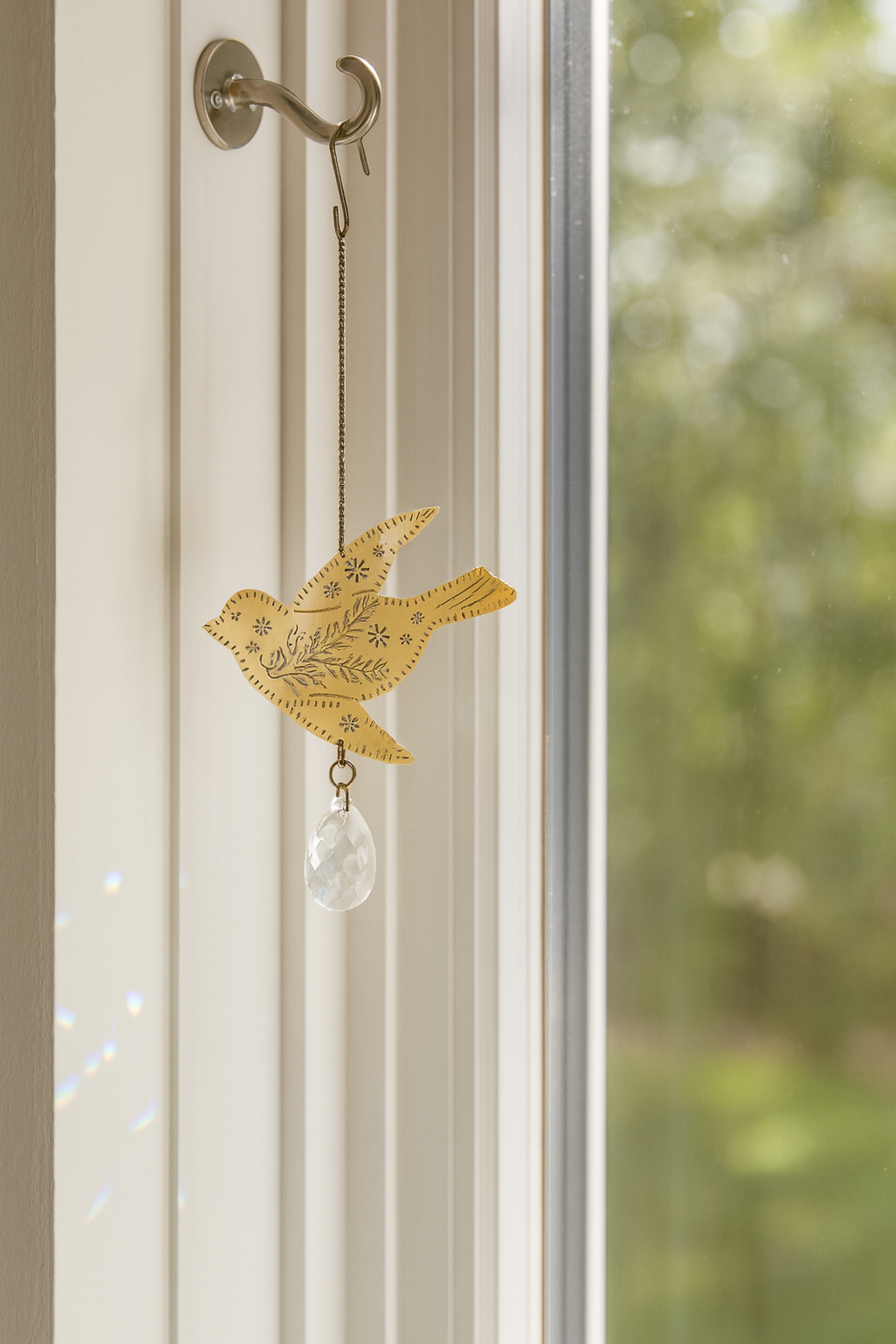 Surya Bird Engraved Brass Suncatcher