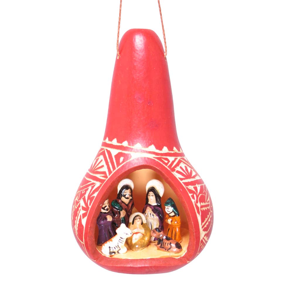 Nativity Gourd Ornament