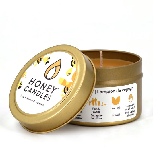 Gold Travel Tin Beeswax Candle