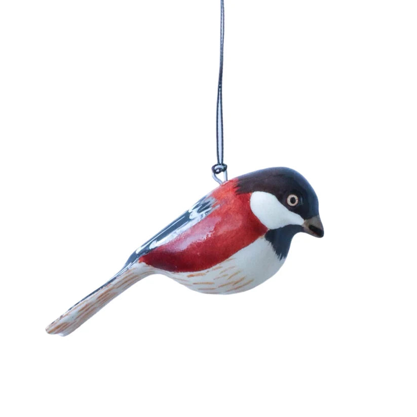 Hand-Carved Bird Ornament - Chestnut-backed Chickadee