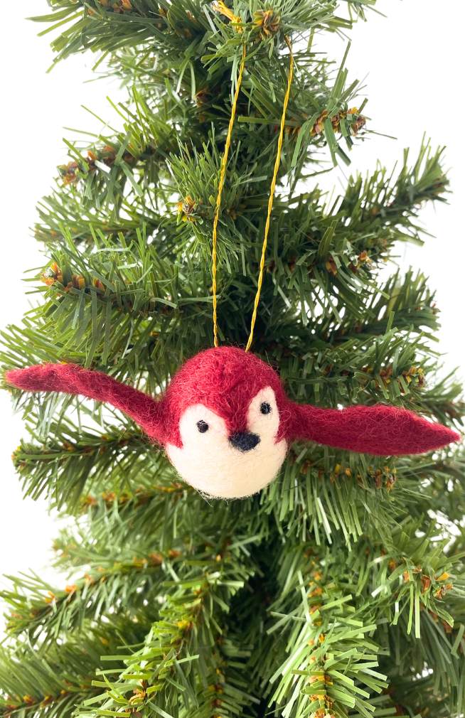 Felted Red Bird Ornament