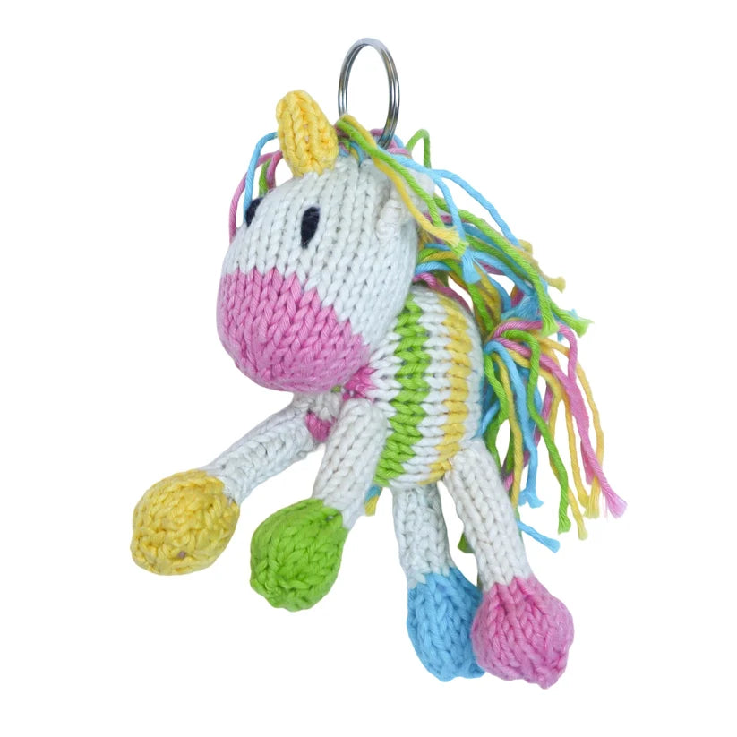 Unicorn Hand Knit Organic Cotton Keychain