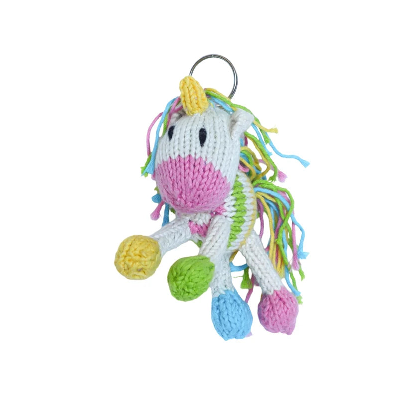 Unicorn Hand Knit Organic Cotton Keychain