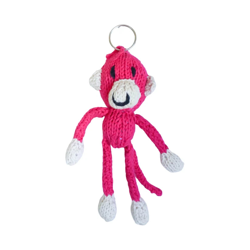 Monkey Hand Knit Organic Cotton Keychain