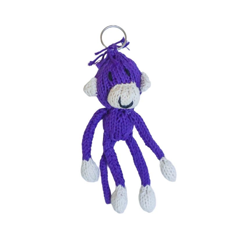 Monkey Hand Knit Organic Cotton Keychain