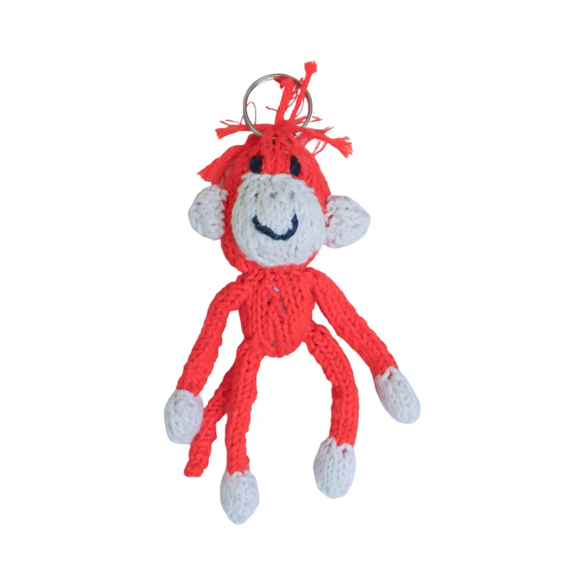 Monkey Hand Knit Organic Cotton Keychain