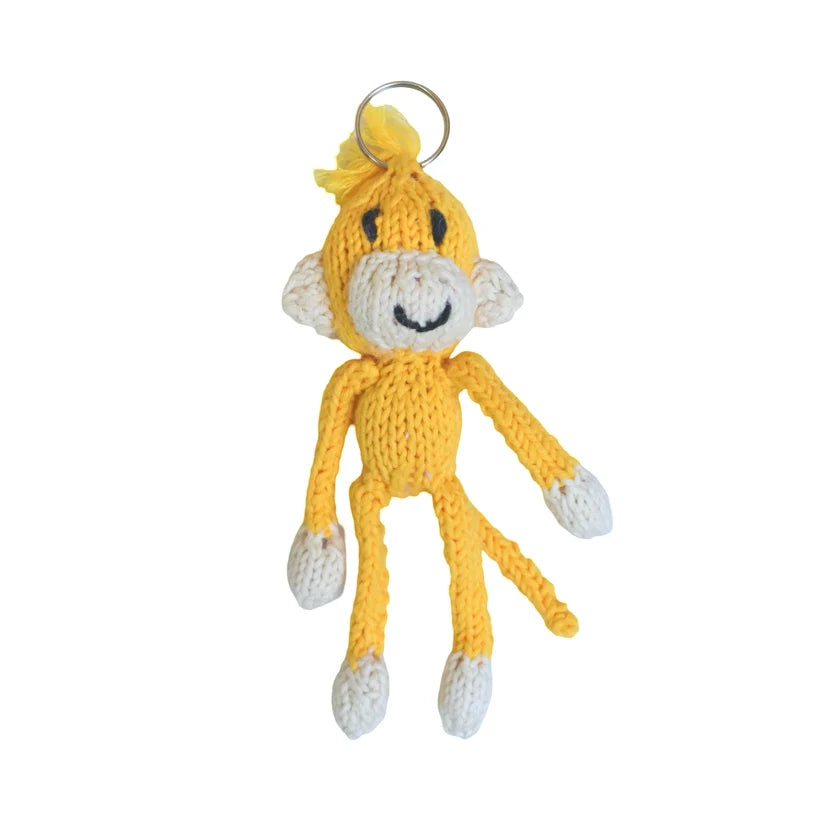 Monkey Hand Knit Organic Cotton Keychain