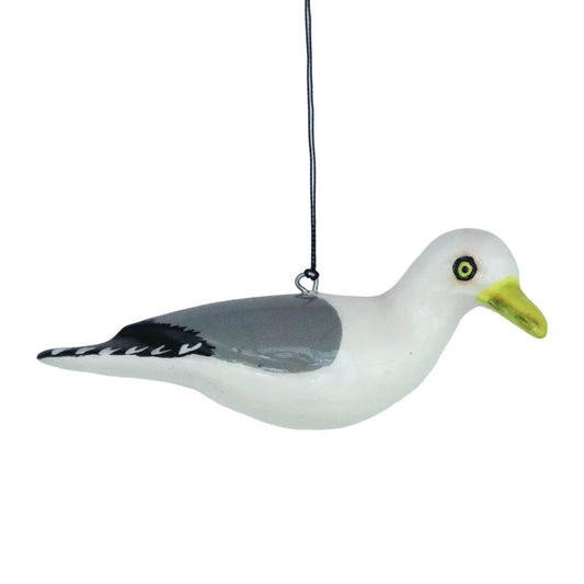 Seagull Hand-Carved Bird Ornament