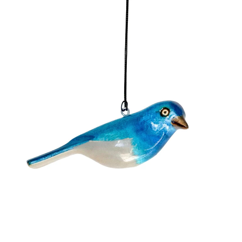 Hand-Carved Bird Ornament - Mountain Bluebird