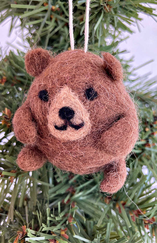 Felted Brown Bear Ornament