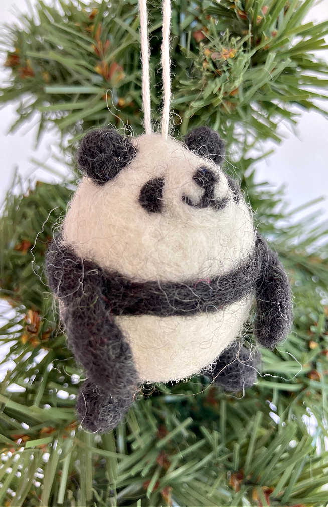 Felted Panda Ornament