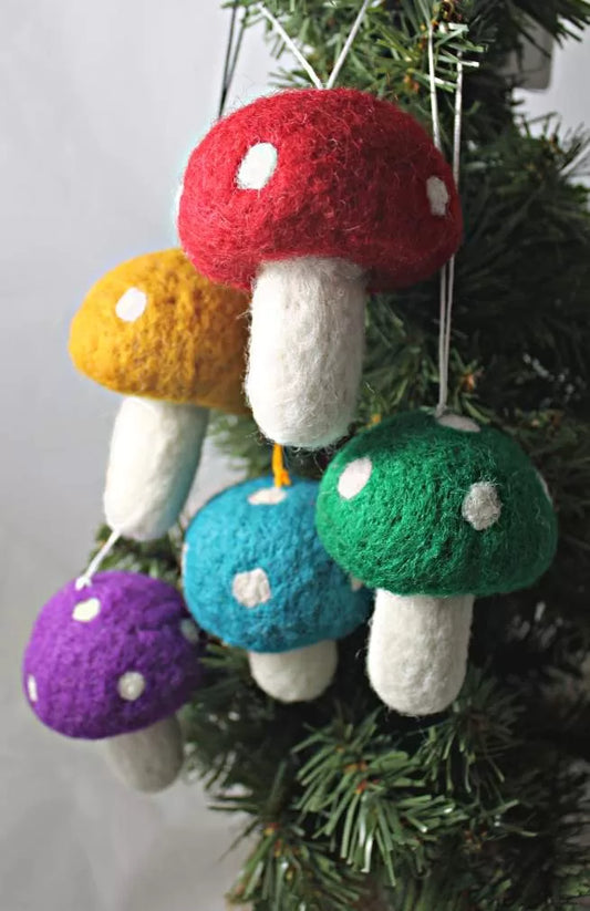 Felted Mushroom Ornament