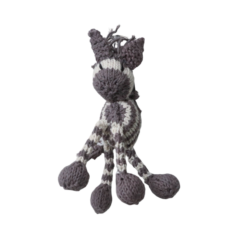 Zebra Hand Knit Organic Cotton Keychain