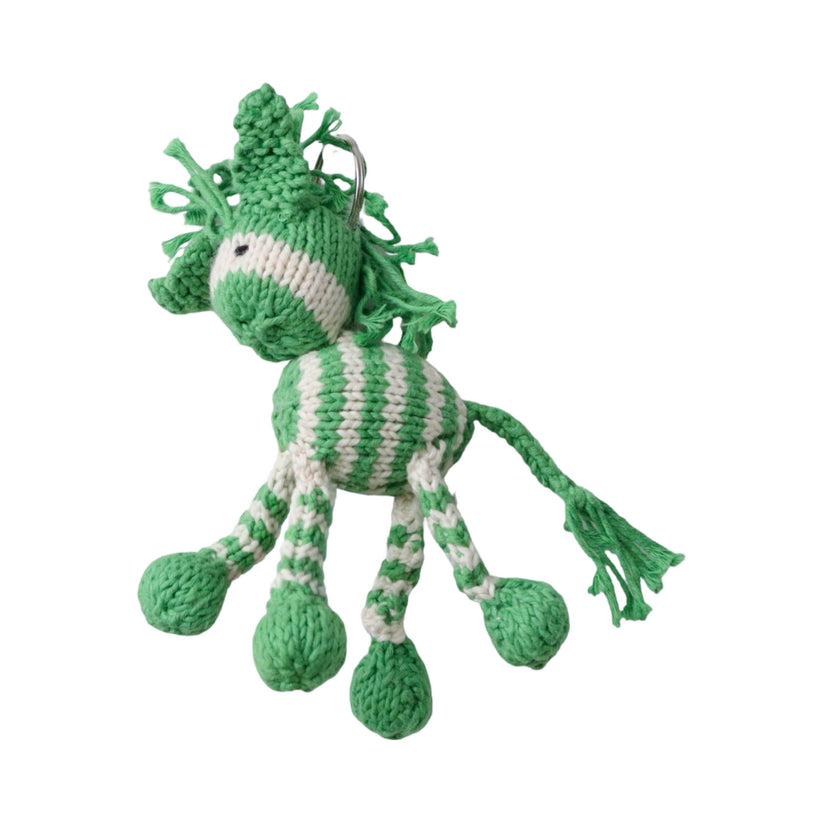 Zebra Hand Knit Organic Cotton Keychain