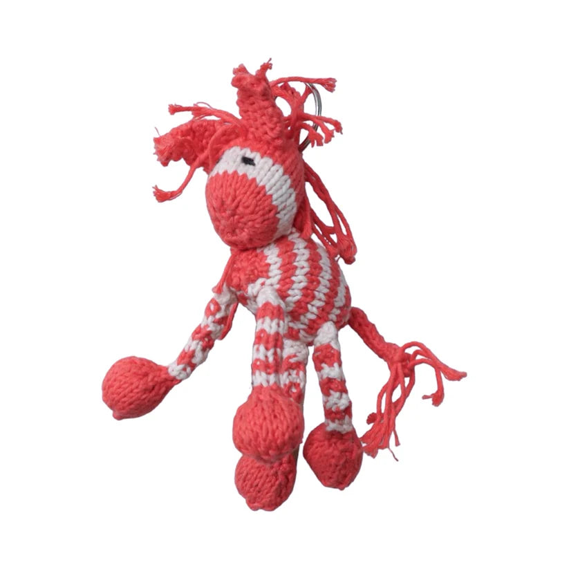 Zebra Hand Knit Organic Cotton Keychain
