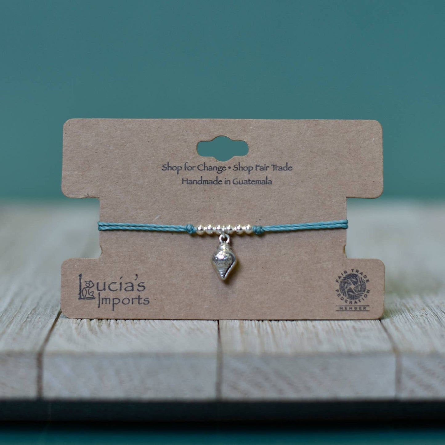 Shell String Bracelet: Teal