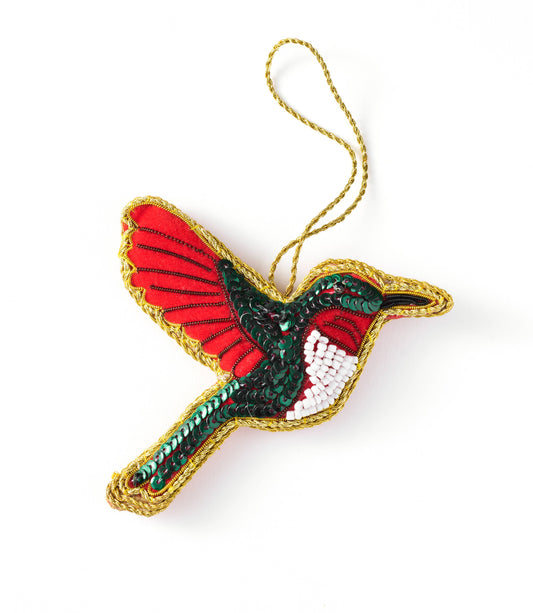 Larissa Plush Hummingbird Beaded Fabric Ornament