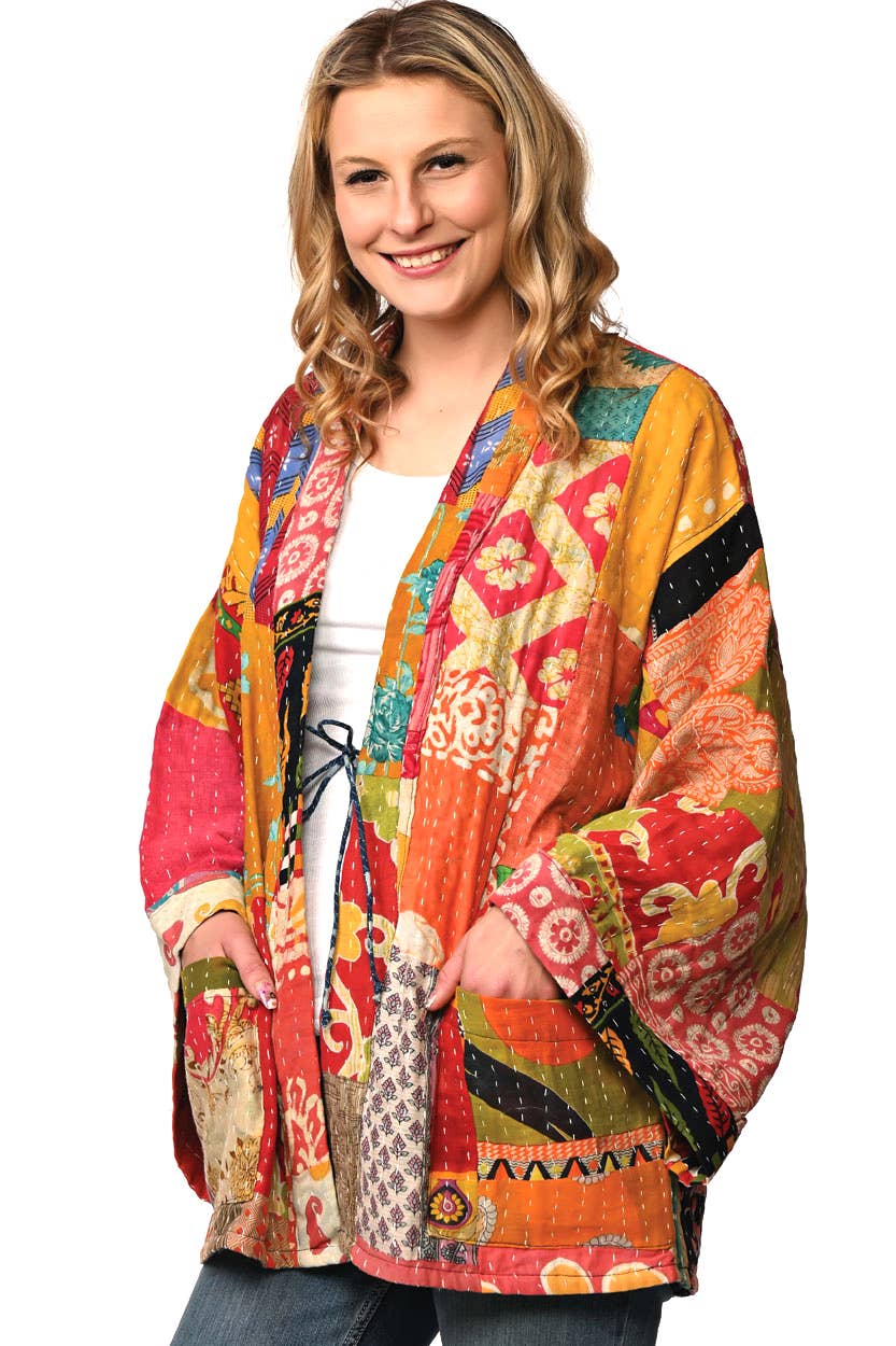 Reversible Cotton Kantha Kimono Jacket
