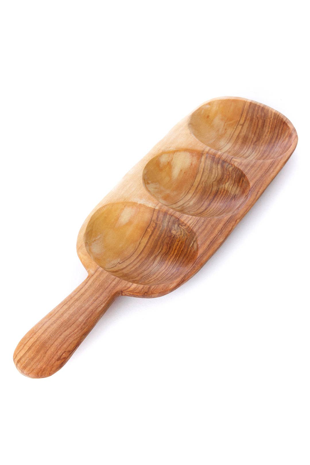 Wild Olive Wood Triple Well Serving Trays: Small Tray